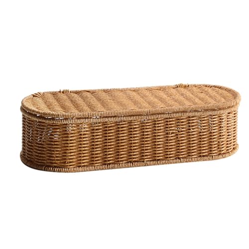 Boîte rangement ovale plastique tissé vigne pour trier petits articles