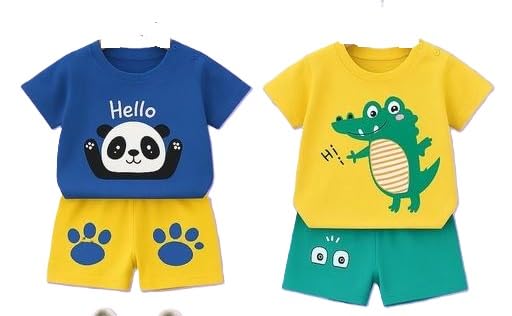 Kids T-Shirt shorts Set for unisex? Pure Soft Cotton Printed Child T-Shirt Pant Combo, Summer Kids-image-15