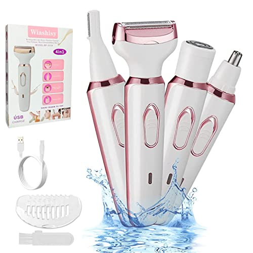 Electric Razor for Women, 4 in 1 Portable Electric Shaver for Women, Rechargeable Portable Hair Shaver,Painless Facial Hair Removal Set, Wet and Dry Women's Body Hair Trimmer