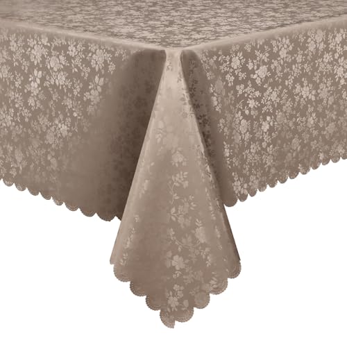 Image of Smiry Rectangle Table Cloth, Waterproof Heavy Duty Vinyl Tablecloths, Wipeable Washable Table Cover for Kitchen and Dining Room (Taupe, 60 inch X 102 inch)