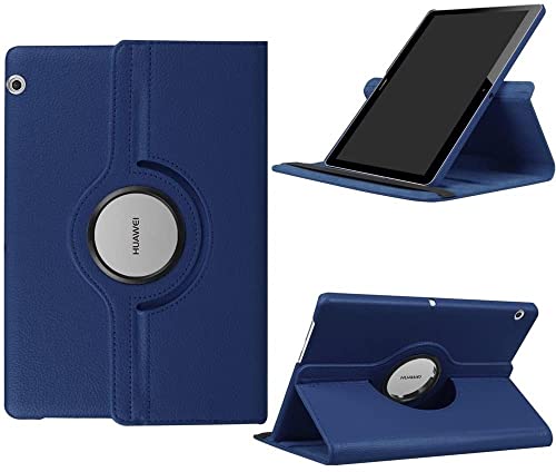 Detuosi Schutzhülle für Huawei MediaPad T3 von 10 Zoll/25,4 cm, aus Leder, um 360 Grad drehbar, mit Standfunktion Himmelblau Cover
