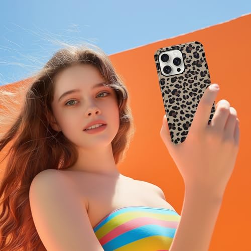 Yomjew Cute Cheetah Print Phone Case for iPhone 15 Pro Max Case 6.7", Trendy Luxury Light Brown Leopard Pattern Design Glossy Phone Cover Shockproof Soft TPU Hard PC Protection Girls Women Funda - image 8