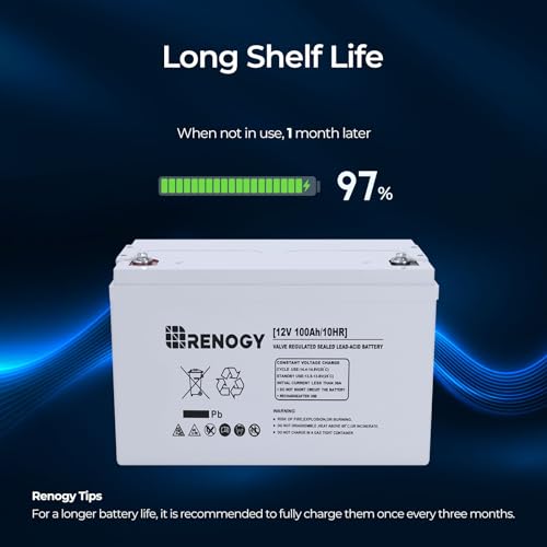 Renogy RNG-BATT-AGM12-100 Deep Cycle Agm 12 Volt 100Ah Battery, 3% Self-Discharge Rate, 1100A Max Discharge Current, Safe Charge Appliances For Rv thumb #5