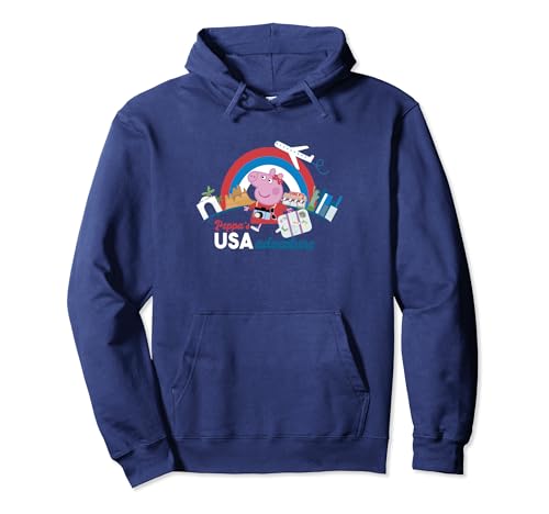 Sweat Peppa Pig Visits America pour enfant : hoodie USA bleu confortable