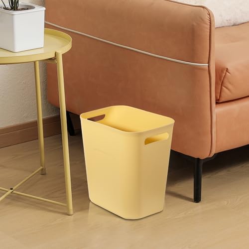 Image of UUJOLY Plastic Small Bathroom Trash Can Wastebasket, 3.5 Gallon, Yellow