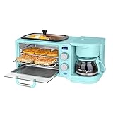 Nostalgia 3-in-1 Retro Breakfast Station - Includes 5 Cup Coffee Maker, Non-Stick Ceramic Griddle, and 4-Slice Toaster Oven - Built-In Timer, Reusable Coffee Filter, Space-Saving Design - Aqua