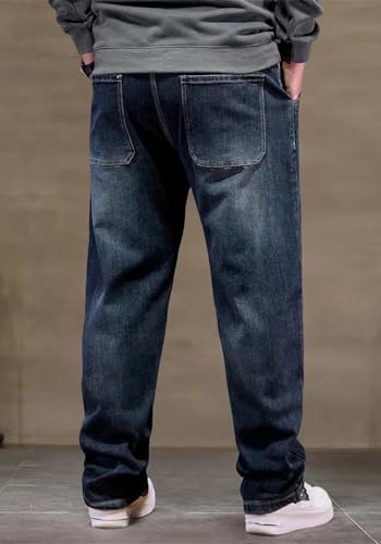 Men's Jeans Extra Big Size Baggy Denim Pants High Elastic Waist Large Loose Fit Classic Trousers2