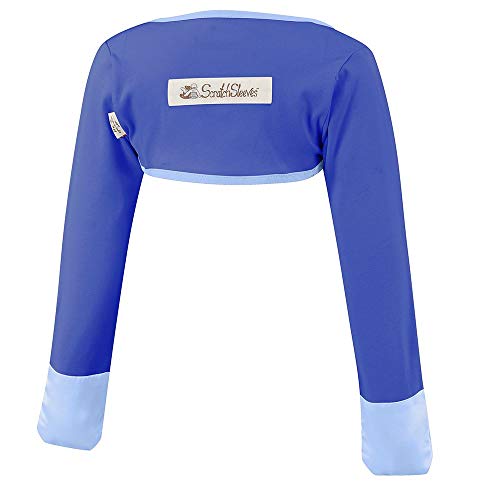 Moufles anti-grattage ScratchSleeves bleu pour jeunes enfants souffrant de démangeaisons