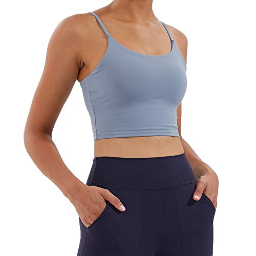Image of Women's Strappy Stretch Sports Bra Longline Yoga Tank Top Fitness Bra Workout Camisole Crop Tops for Teen Girl