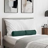 Basinlix Bolsterkissen 2 Stück Dunkelgrün Ø 15 x 40 cm Cordstoff Sitzpolster Dekoration für Wohnzimmer Esszimmer Balkon Gartenstuhl Bankauflage