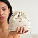 lllyan Cotton Quilted Makeup Bag Cosmetics Pouch Drawstring Lazy Drawstring Makeup Fashion Handbag Suitable Gift for Women（Beige）