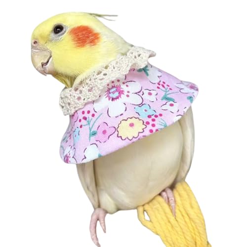 Copfeu Adjustable Bird Collar Anti Bite Elizabethan Recovery Cone, Bird Neck Protector for Feather Plucking, Skin-Friendly Bird Neckwear Full Body Shield (X-Large,Pink)