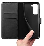 PHONILLICO Etui do Samsung S21 FE 5G - Czarny portfel z klapką z magnesem do przechowywania kart