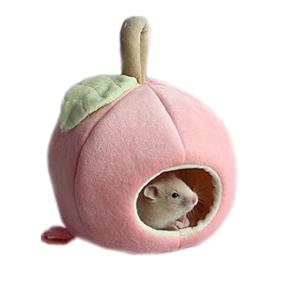 BbearT® Pet House Bed,Small Pet Hamster Hanging Bed House Hammock Cute Furit Warm Fleece Bed Guinea Pig Hedgehog Chinchilla Bed House Cage Nest Hamster Small Animals House (Pink Apple)
