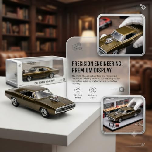 Image of Fast & Furious Inspired Luxury Street Muscle Racer Die-Cast 1:64 Scale Collectible Model with Premium Finish, Authentic Styling, Detailed Bodywork, Smooth Free Wheels, Display Box (Golden)