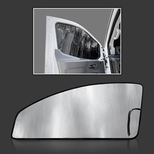 Custom Fit Front Side (2pcs) Sunshades for 2015 2016 2017 2018 2019 2020 2021 2022 2023 2024 2025 Ford Transit Van (NOT for E-Transit), Insulated Privacy Accessories UV Reflector - Mid/High Roof Only