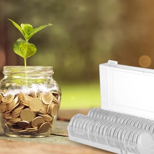 Cápsulas para monedas con junta protectora de plástico transparente y caja, 40 unidades 5