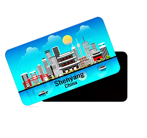 Image of dhcrafts Rectangular Rubber Fridge Magnet /Magnetic Card Blue China Shenyang Design Pack of 1 (8.6cm x 5.4cm)