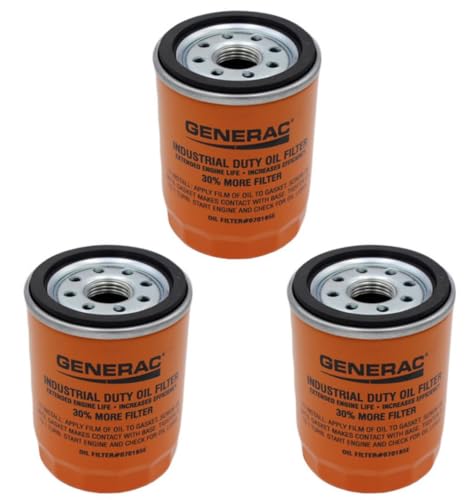 3Pk 070185ES Oil Filters for Air-Cooled and Portable Generators Compatible With Generac 070185E
