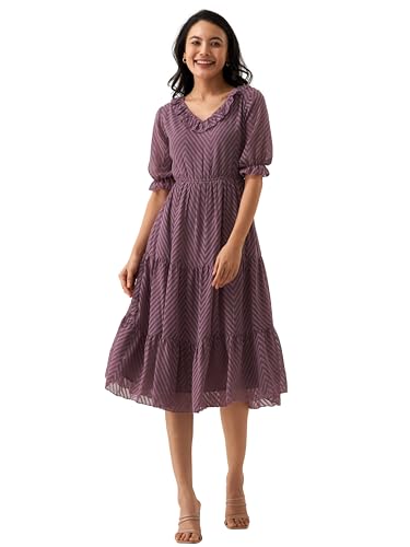 Image of AASK Dress for Women One Piece Kurta Set Tops Knee-Length Fit And Flare Dresses