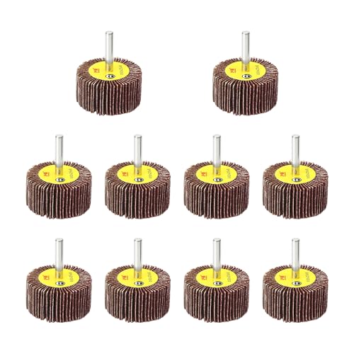 HUHAO 10 PCS Flap Wheel Sander Set, 80 Grit Sanding Wheels, 50 * 6 mm