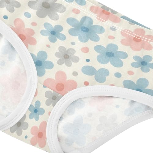 Joisal Cotton Toddler Underwear Floral Pastel Floral Pink Blue Grey Girl Panties Cute Print Undies Kids Briefs 2t4
