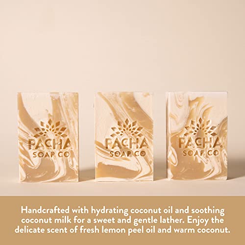 Pacha Coconut Lemon Bar Soap 5 Pack | Premium, Handcrafted Soap With Hydrating Coconut Milk | Use As A Natural Face Wash, Hand Soap, Body Wash | Moisturizing And Soothing Soap With Essential Oils | 4 Oz #TOP1
