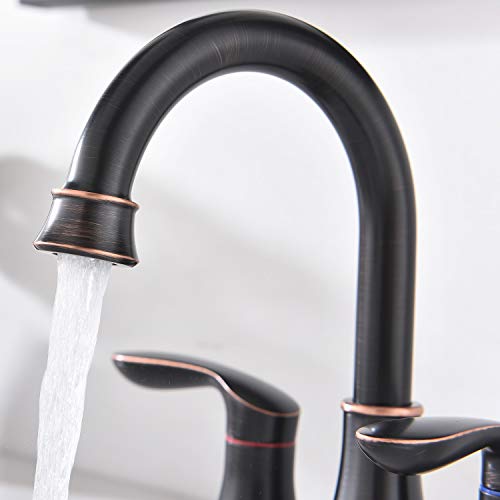 Friho Centerset Lead-Free Modern Commercial 2-Handle Brushed Nickel Bathroom Faucet, 4 Inch Rv Bathroom Sink Faucet 3 Hole Bath Vanity Faucets With Drain Stopper And Water Hoses #TOP4