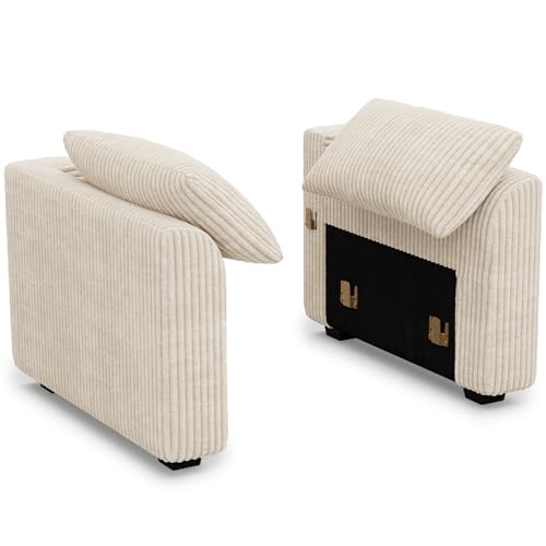 Belffin 1 Pair Armrests Module for Large Modular Sectional Sofa, Upholstered Side Armrest Seat Part for Plush Corduroy Sectional Couches for Living Ro