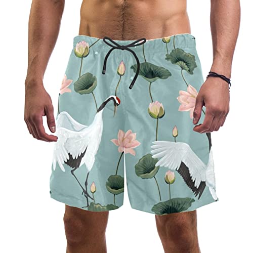 Maillots de bain hommes JDEZ à motif de grues japonaises et lotus