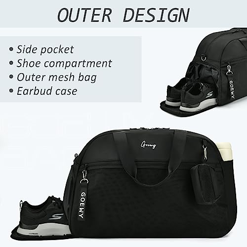 Gym Bag For Women Sport Duffel For Men With Shoes Compartment Travel Duffle Bags With Wet Pocket School Yoga Football Basketball Lightweight Carry On Weekender Bags Key Purse(Black) #TOP2