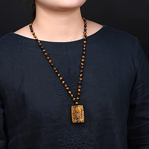Tiger's Eye Pendant Hand Carved Energy Healing Tiger Necklace With Bead Chain Lucky Amulet Crystal Jewelry For Women Men4