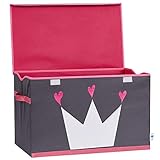 Extra große Spielzeugtruhe Store It 670407 Spielzeugtruhe, Polyester/MDF, Krone - grau/weiß/pink, 61 x 37 x 38 cm