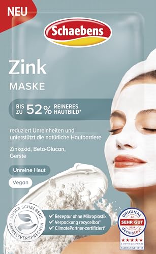 Schaebens Zink Crememaske - reduziert Unreinheiten und unterstützt die natürliche Hautbarriere mit Zinkoxid, Beta-Glucan und Gerste für unreine Haut VEGAN