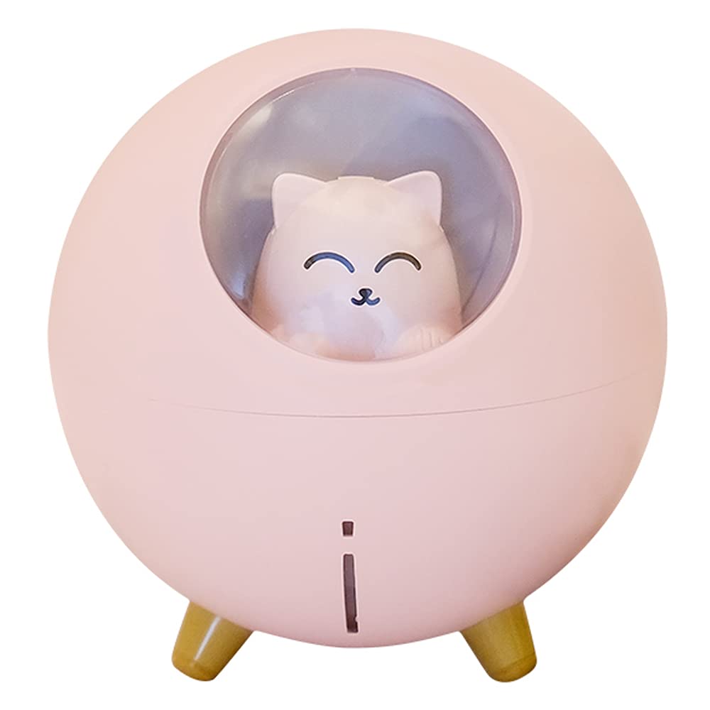 Lovely Cat USB Aroma Diffuser Pink, U-MATE, Essential Oil Air Humidifier with Colorful LED Night Light for Car Office Home Study Yoga Spa