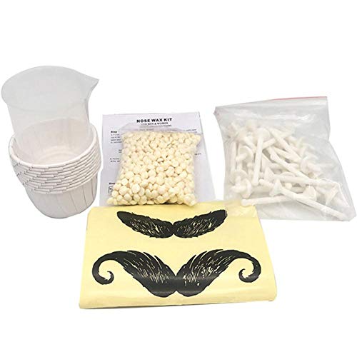 WUYANSE Portable Nose Hair Removal Wax Kit Nose Wax Kit 50g Wax, 10 Paper Cups, 8 Beard Sticker, 20 Nose Hair Removal Sticks