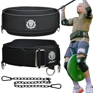 2-in-1 Weightlifting Belt & Dip Belt with Chain for Added Weight Training,Weightlifting, Squats, Deadlifts,Powerlifting for Men & Women