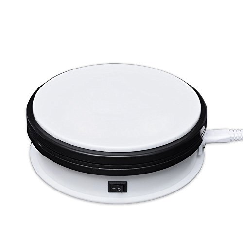 turntable 15 - fotoconic White Electric Motorized Rotating Turntable Display Stand for Electrical Product Display, 6 Inch / 15cm Diameter, 40 Pounds Loading for Display