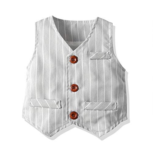 Joycebaby Toddler Baby Boy 3-Piece Tuxedos Suits Vest Shirt And Pants Formal Clothes Set(Blue, 80/12-18 Months) #TOP3