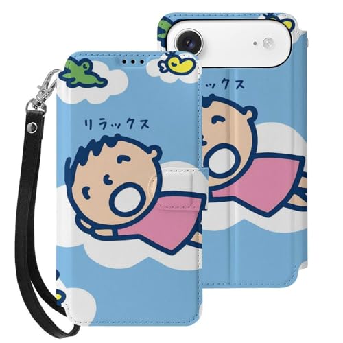 iPhone17Air�P�[�X �蒠�^ �݂�Ȃ̂����V PU���U�[ TPU �A�C�t�H��17Air�P�[�X Case �X�^���h�@�\ �J�[�h���[ ���z�^ �ϏՌ� �V���v�� �l�C �L�����N�^�[