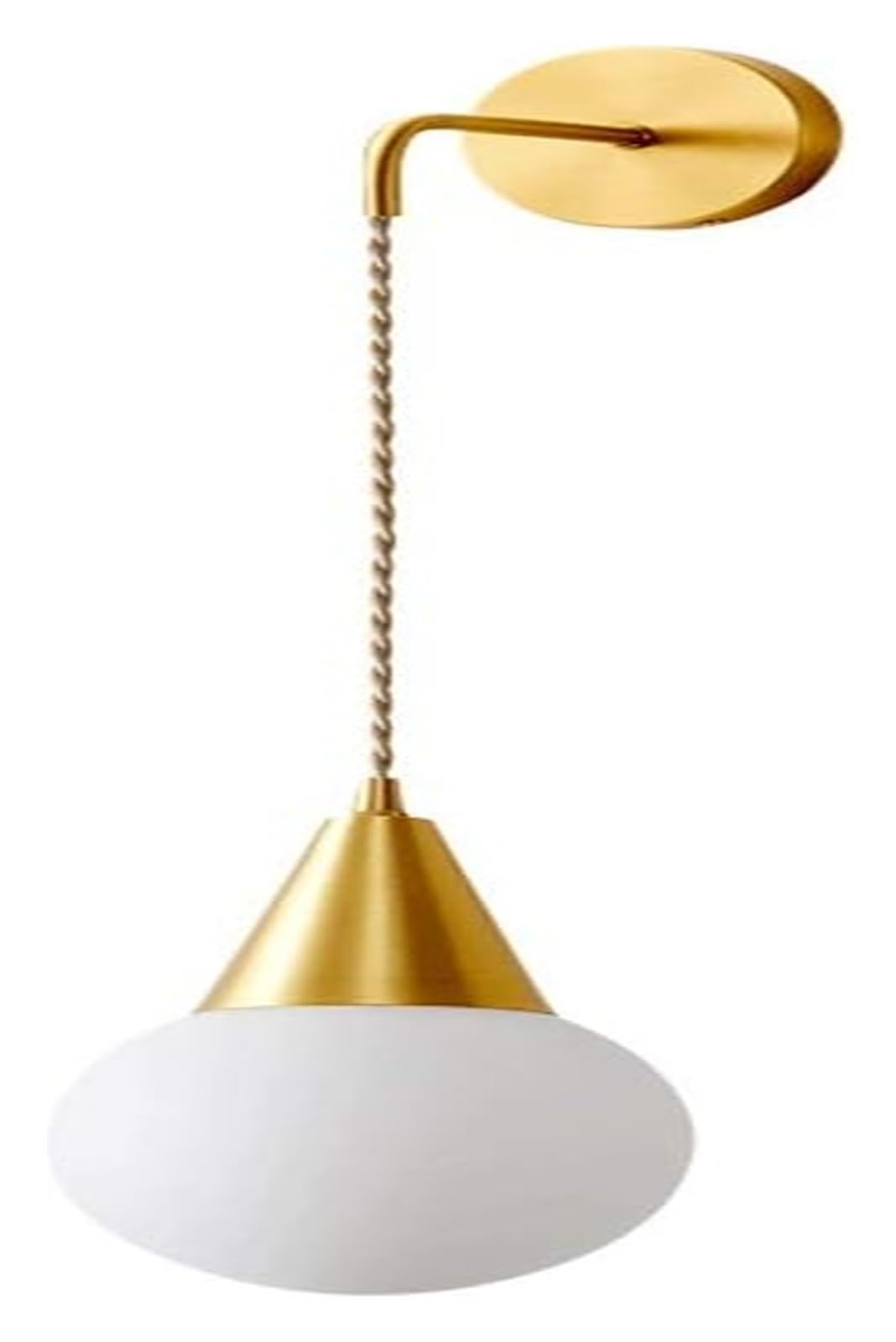 ASerZenith Wall Sconce Lighting Fixture Brass Wall-Mounted Lamp, Milk White Glass Lampshade Copper Wall Lights