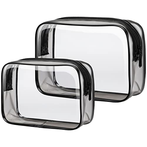 Image of Clear Toiletry Bag, Packism 3 Pack TSA Approved Toiletry Bag Quart Size Bag, Travel Makeup Cosmetic Bag for Women Men, Carry on Airport Airline Compliant Bag, Black Active & Black Active, 2 Pack, 1 Medium, 1 Large