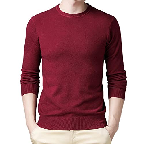 DUVCO Suéter de malha masculino fino primavera e outono gola redonda manga longa suéter inferior, 89