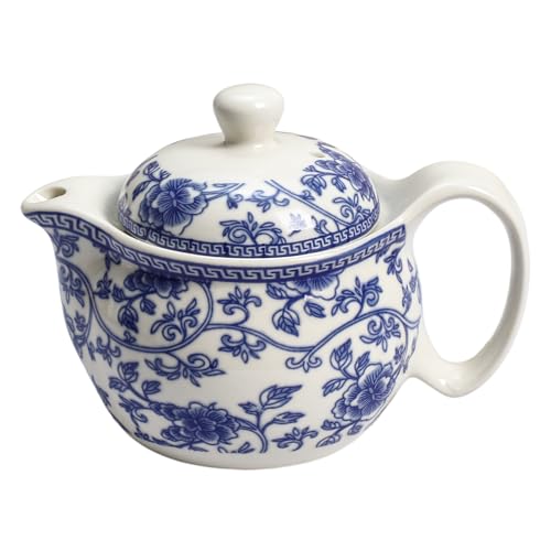 WAIT FLY Blue and White Ceramic Tea Pot with Removable