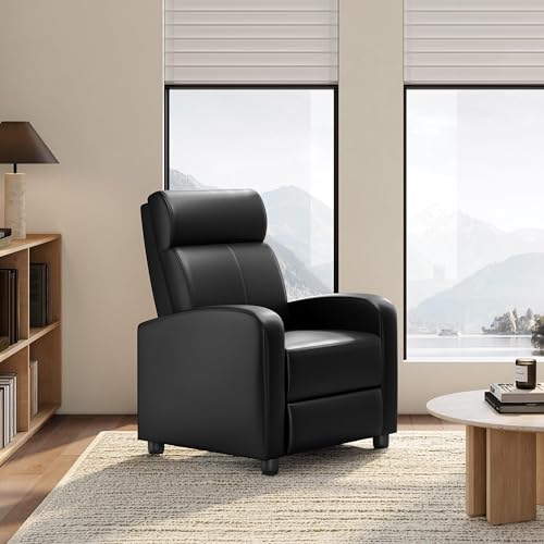 Yaheetech Recliner Chair PU Leather Recliner Sofa Home Theater Seating with Lumbar Support Overstuffed High-Density Sponge Push Back Recliners Armchair for Living Room - Image 3