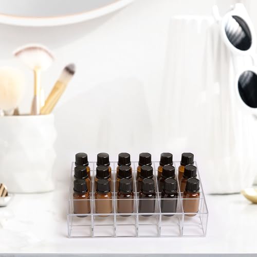 Image of 24Slots Essential Oil Holder,Plastics Essential Oil Storage,for Bottles Perfumes and Nail Polish Shelf,Essential Oil Organizer,Makeup Storage Rack