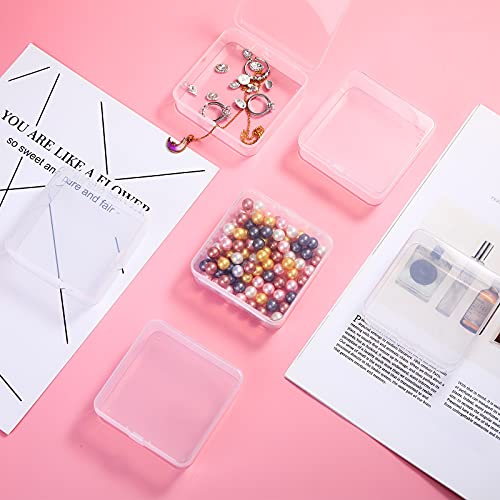 Image of 6 Pieces Mini Plastic Clear Beads Storage Containers Box for Collecting Small Items, Beads, Jewelry, Business Cards, Game Pieces, Crafts (3.3 x 3.3 x 1.1 Inch)