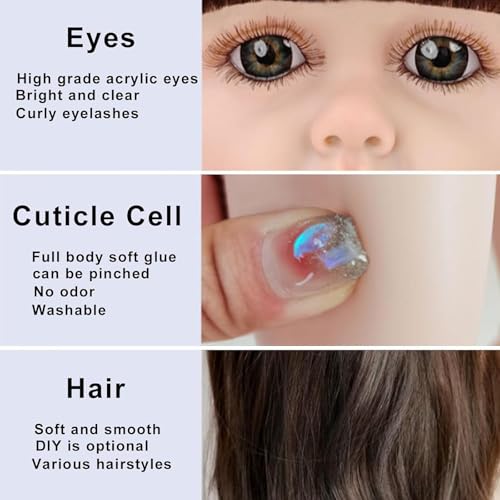 دمية واقعية لطفل حديث الولادة ريبورن من السيليكون الناعم مناسبة للبنات، مجهزة بلهايات وملابس وحفاضات، مناسبة للأطفال فوق 3 سنوات فما فوق من بيونتي، 56 سم