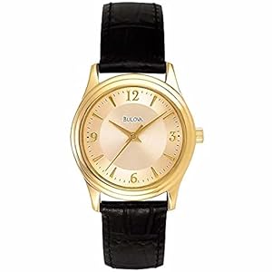 Bulova Corporate Collection Ladies Black Leather Strap Watch