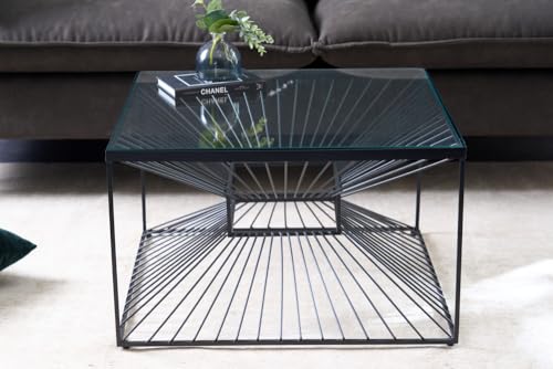Riess Ambiente Abstrakter Couchtisch Illusion 60cm schwarz Metall Glas Handmade modernes Design Beistelltisch Sofatisch Glastisch Metalltisch Ablagetisch – Bild 7